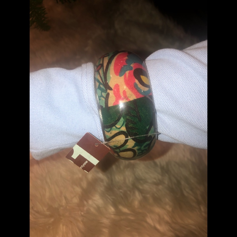 Pop Art Huge Lucite Hand Painted Bubble Bangle